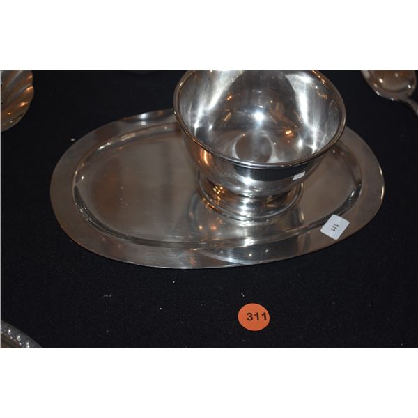 STERLING SILVER TRAY & FOOTED BOWL (427 GTW) (2 PCS)