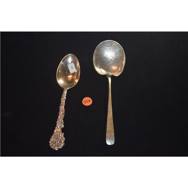 STERLING SERVING SPOONS (1 HAND HAMMERED) (163.3 GTW) (2 PCS)