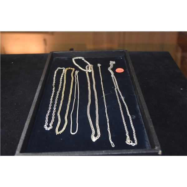 STERLING SILVER CHAIN NECKLACES & BRACELET (87 G) (7 PCS)