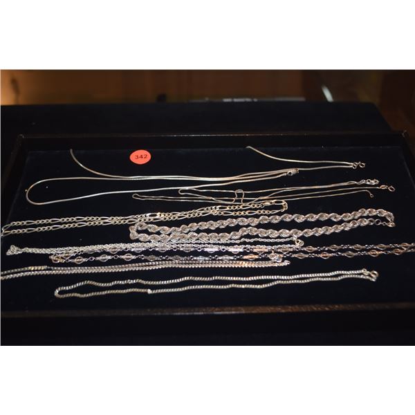 STERLING SILVER CHAIN NECKLACES (87 G) (10 PCS)