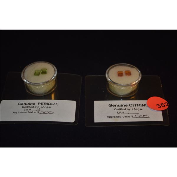 CITRINE (2) & PERIDOT (2) GEM STONES (3 PCS)