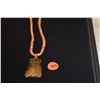 Image 1 : MING'S CARVED CICADA PENDANT ON SILK CORD W/14K BALE & CLASP