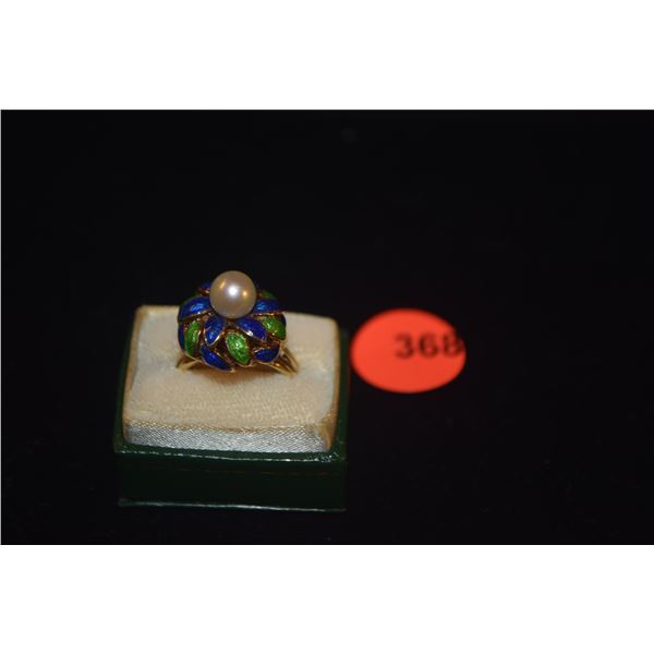 14K PEARL & ENAMEL RING (8.1 GTW)