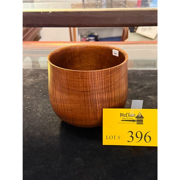 HAWAIIAN KOA WOOD BOWL; SIGNED SEPP KOCH, HONOLULU (6" X 5 3/4") (DOES NOT INCLUDE STAND)