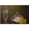 Image 1 : MIXED LOT: STERLING DISH (180 G) & CRYSTAL VASE (2 PCS) (DOES NOT INCLUDE STAND)