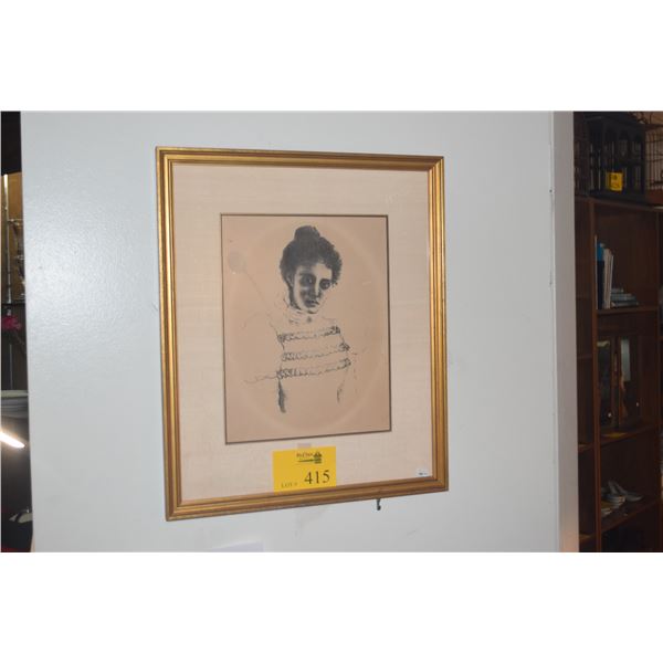 FRAMED PRINT, PRINCESS KAIULANI; SIGNED FRANKI MORRIS 6/35 (19" X 22 1/2")