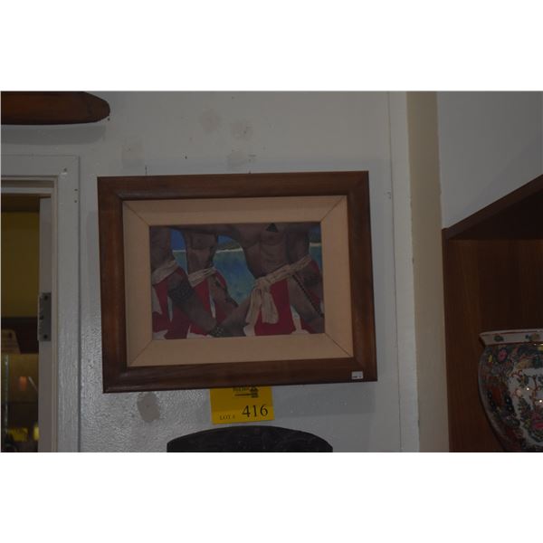 KOA FRAMED PAINTING, MAKAHIKI; SIGNED GASTON '07 (18 1/2" X 14 1/2")