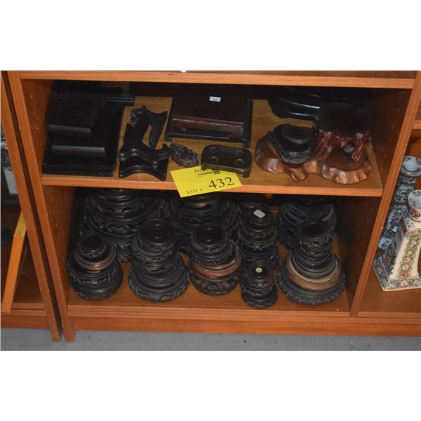 LARGE LOT ASSORTED WOOD STANDS (78 PCS)