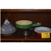 Image 1 : CLAY TAGINE, MID CENTURY LANDERT FONDUE POT W/STAND & EMILY HENRY PIE DISH (3 PCS)