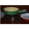 Image 3 : CLAY TAGINE, MID CENTURY LANDERT FONDUE POT W/STAND & EMILY HENRY PIE DISH (3 PCS)
