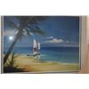 Image 2 : FRAMED LITHOGRAPHIC PRINT, SAILBOAT ON SHORE; SIGNED 73/275 (40" X 33 1/4")