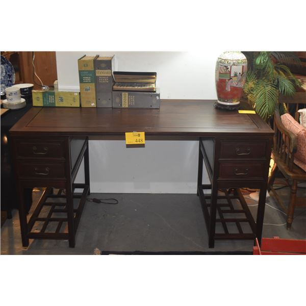 3 PC - CHINESE HEAVY BLACKWOOD SCHOLAR'S DESK W/4 DRAWERS (59" X 29 1/2" X 31 1/4")