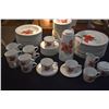Image 6 : VINTAGE BLOCK SPAL POINSETTIA DINNERWARE SET W/COFFEE POT, CREAMER & SUGAR (SERVICE FOR 12) (75 PCS)