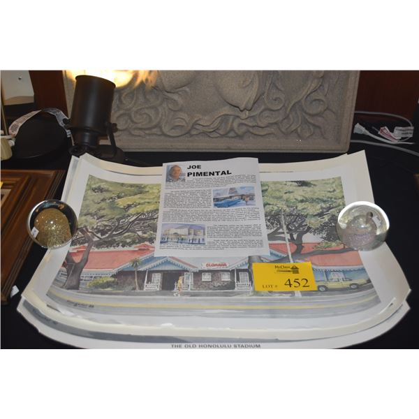 VINTAGE PRINTS: ALA WAI BOAT RIDE, RANCH HOUSE & THE OLD HONOLULU STADIUM BY PIMENTAL (3 PCS)