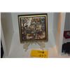 Image 1 : FRAMED OIL PAINTING, CITY SCAPE (7" X 7") (DOES NOT INCLUDE STAND)