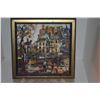 Image 2 : FRAMED OIL PAINTING, CITY SCAPE (7" X 7") (DOES NOT INCLUDE STAND)