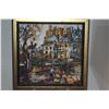 Image 3 : FRAMED OIL PAINTING, CITY SCAPE (7" X 7") (DOES NOT INCLUDE STAND)