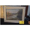 Image 1 : FRAMED OIL ON BOARD, LANDSCAPE W/RIVER; SIGNED (19 1/2 X 15 1/2")