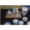 Image 6 : COLLECTION OF BLUE & WHITE CHARGES, BOWLS, VASES, CUP (DOES NOT INCLUDE STAND)