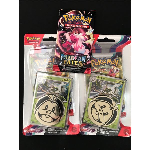 LOT OF 2 POKEMON TCG  SCARLET & VIOLET PALDEAN FATES CHECKLANE SEALED BLISTER PACKS