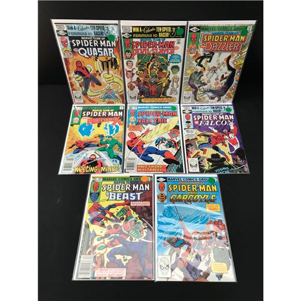 LOT OF 8 MARVEL TEAM UP COMICS FEATURING SPIDEMAN - MARVEL COMICS