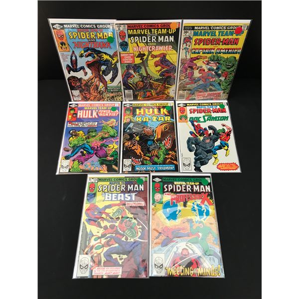 LOT OF 8 MARVEL TEAM UP COMICS FEATURING SPIDEMAN - MARVEL COMICS