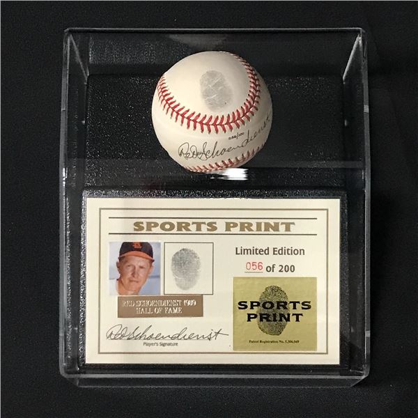 LTD EDITION RED SCHOENDIENST SIGNED DNA THUMBPRINT BASEBALL 056/200 - SPORTS PRINT COA