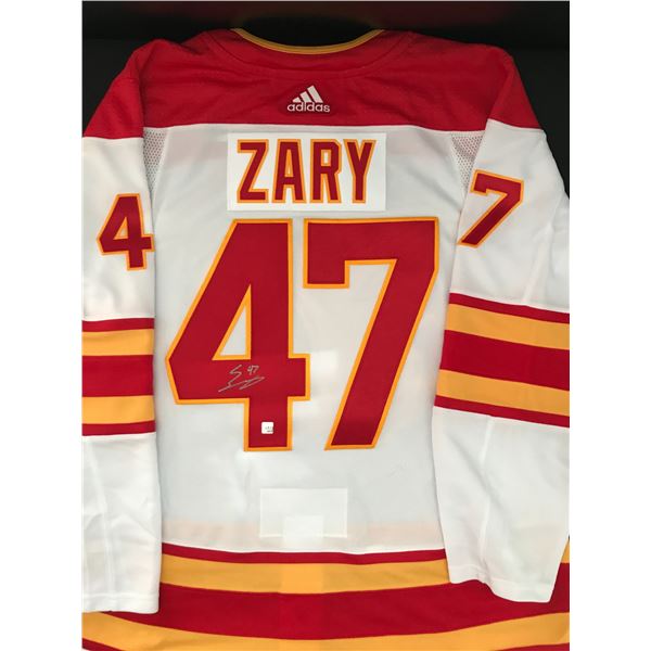 CONNOR ZARY SIGNED CALGARY FLAMES ADIDAS PRO  HOCKEY JESEY - COJO COA