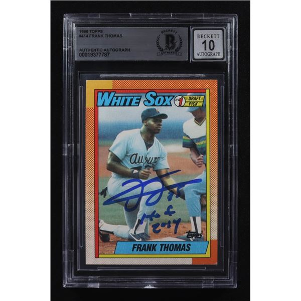 1990 TOPPS FRANK THOMAS SIGNED #1 DRAFT PICK TRADING CARD - BECKETT GRADE 10
