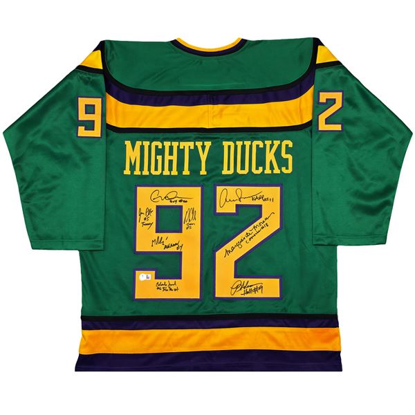 CAST SIGNED MIGHTY DUCKS HOCKEY JERSEY - BECKETT COA