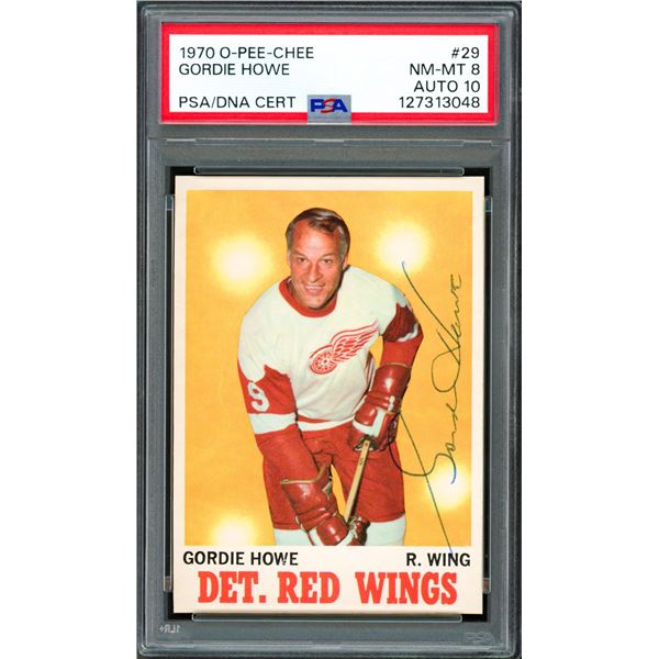 1970 OPC Gordie Howe SIGNED TRADING CARD - PSA GRADE 10