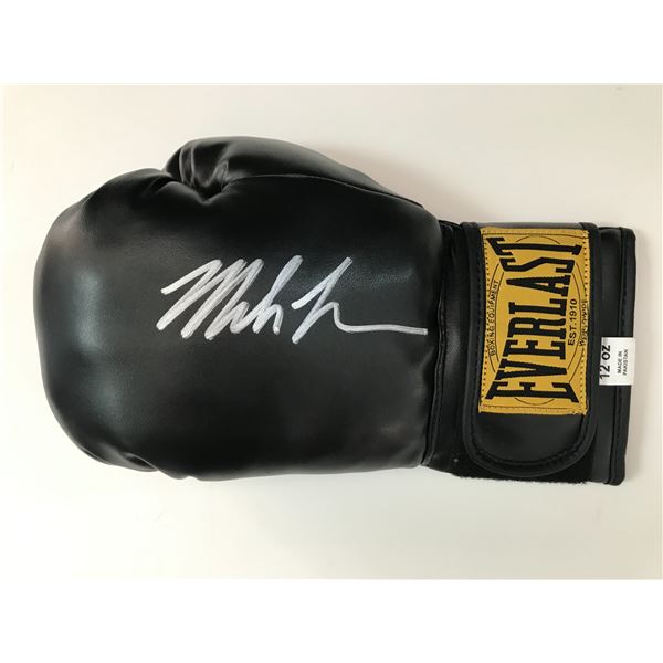 MIKE TYSON SIGNED BLACK BOXING GLOVE - WWOC COA