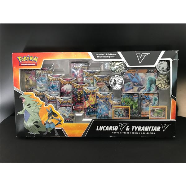 POKEMON TCG LUCARIO V &TYRANITAR V HEAVY HITTER PREMIUM COLLECTION SEALED BOX