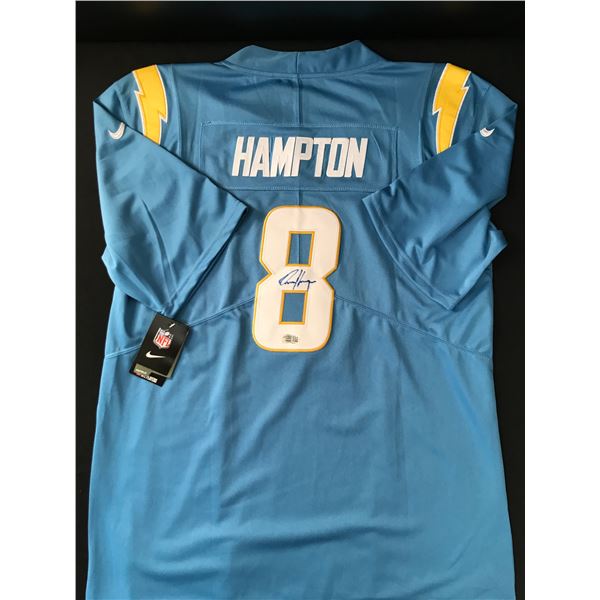 OMARION HAMPTON SIGNED Los Angeles CHARGERS CUSTOM FOOTBALL JERSEY - ACE COA