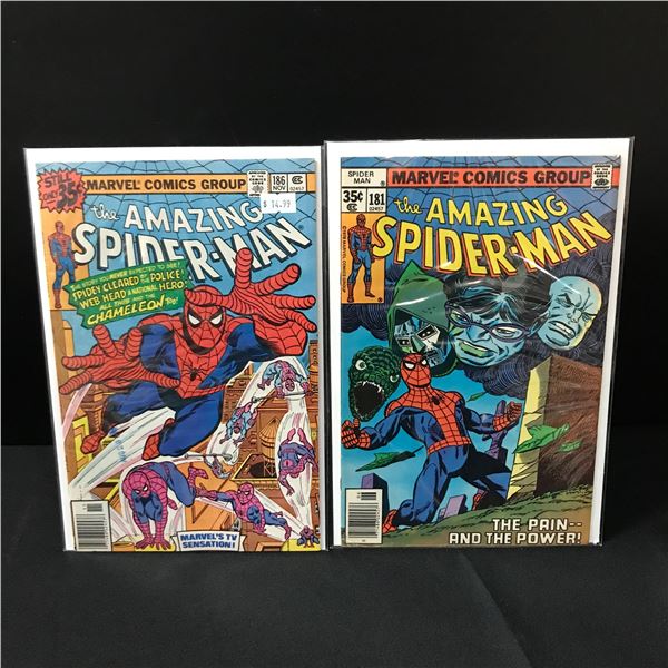 LOT OF 2 AMAZING SPIDERMAN COMICS #181 & #186 - MARVEL COMICS