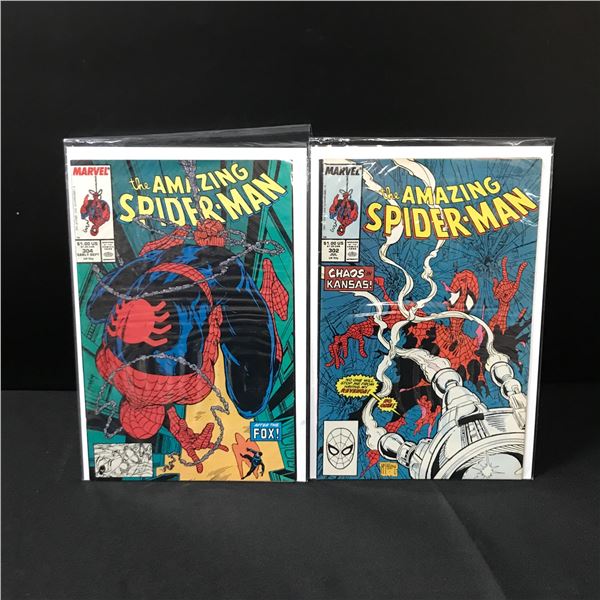 LOT OF 2 AMAZING SPIDERMAN COMICS #302 & #304 - MARVEL COMICS