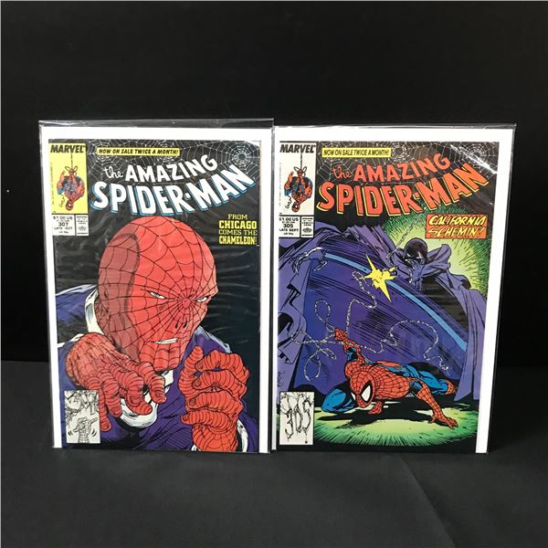 LOT OF 2 AMAZING SPIDERMAN COMICS #305 & #307 - MARVEL COMICS