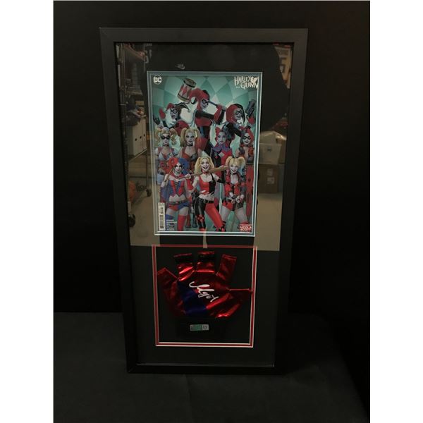 MARGOT ROBBIE SIGNED AND CUSTOME FRAMED HARLEY QUINN DISPLAY 12 X 20 (CELEBRITY AUTHENTICS COA)