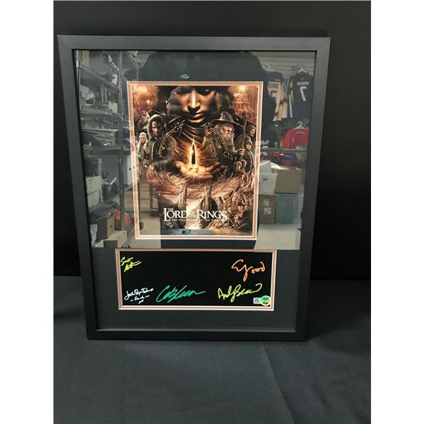 LORD OF THE RINGS MULTI SIGNED AND FRAMED DISPLAY (BLOOM,SERKIS,DAVIES,WOOS,ASTIN) WWOC COA