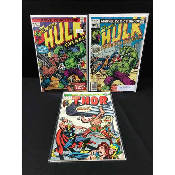 LOT OF 3 MARVEL COMICS - THOR AND HULK