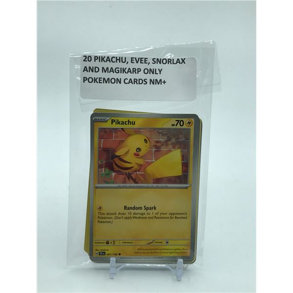 POKEMON TCG 20 TRADING CARDS PIKACHU, EVEE, SNORLAX AND MAGIKARP NM+
