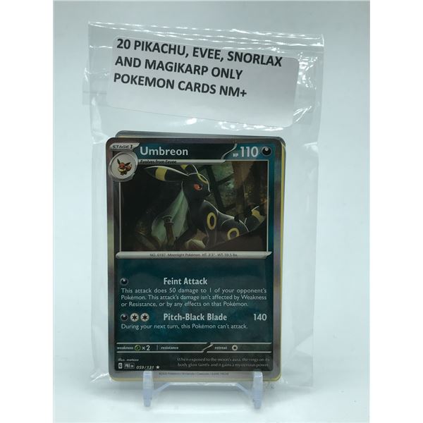 POKEMON TCG 20 TRADING CARDS PIKACHU, EVEE, SNORLAX AND MAGIKARP NM+