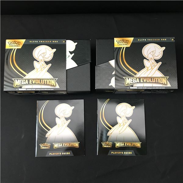 LOT OF 2 POKEMON TCG MEGA EVOLUTIONS BOXES AND 2 PLAYERS GUIDES