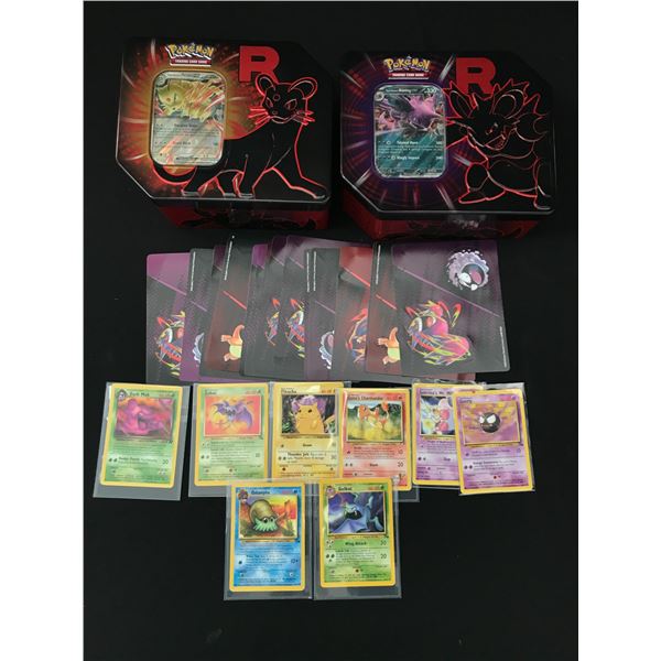 LOT OF POKEMON TCG LOOSE CARDS AND 2 TINS