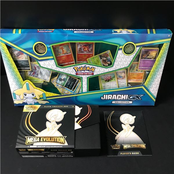 LOT OF POKEMON COLLECTIBLES INCLUDING MEGA EVOLUTION BOX AND PLAYER GUIDE