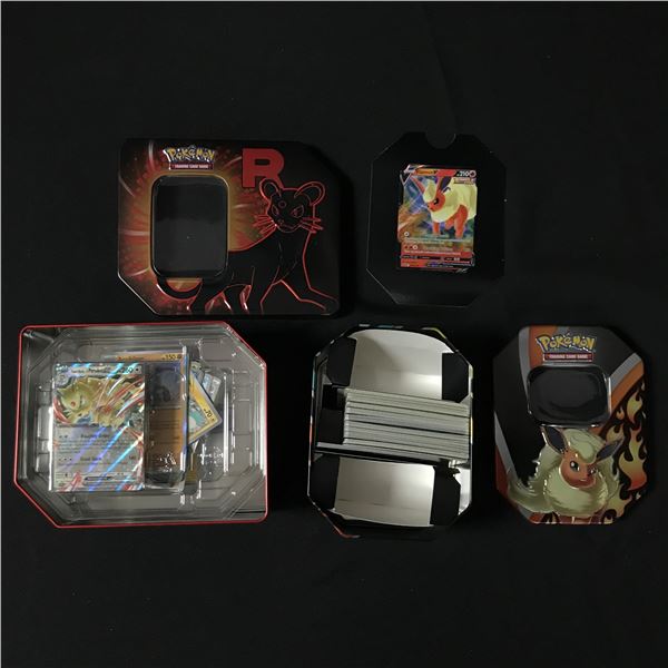 LOT OF 2 POKEMON TCG OPEN TINS WITH CARDS