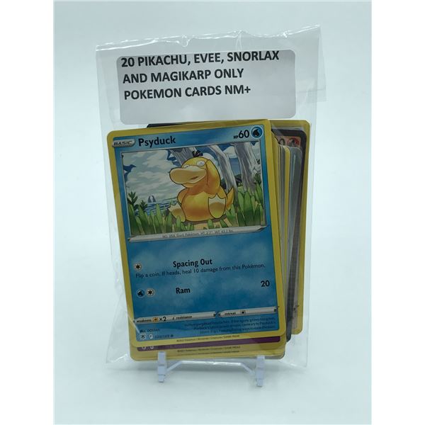 POKEMON TCG 20 TRADING CARDS PIKACHU, EVEE, SNORLAX AND MAGIKARP NM+