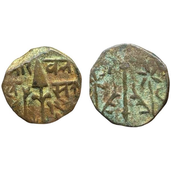 Princely States Gwalior: BHILSA copper paisa (16.31g), Bhilsa, Flower pot / floral spirals & mint na