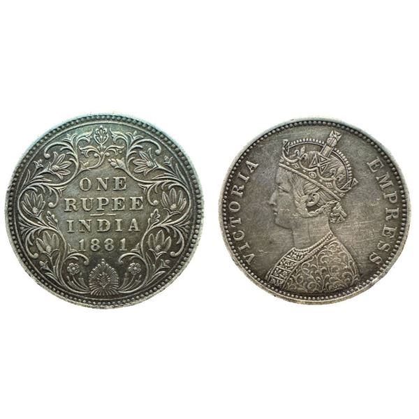 British  India Victoria Empress, Silver Rupee, 1881, Bombay Mint, A3 / I / dot, (Prid 158). Fine+.