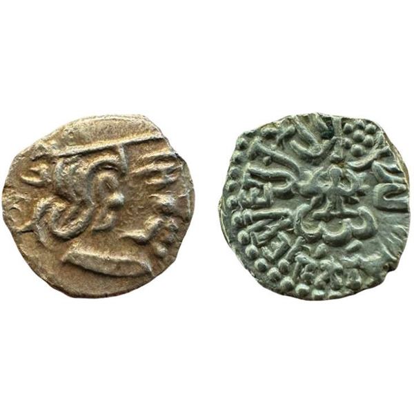 Guptas, Kumar Gupta I, Silver Drachma, 2.15g, “Garuda” type, Obv: Bust of King fac